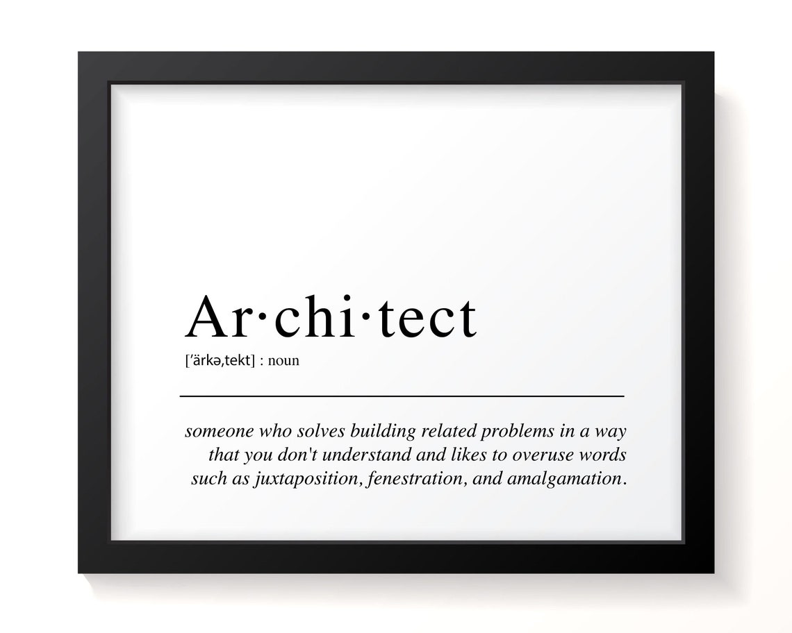 Architect Definition Architect Gift Dictionary Print Etsy