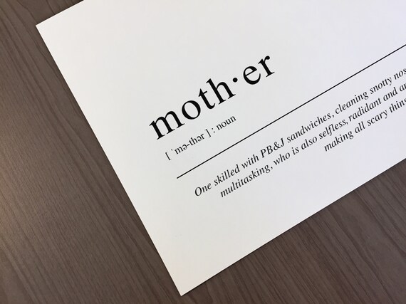 Fun Mother Definition - Dictionary Print, Mothers Day Gift, Gift