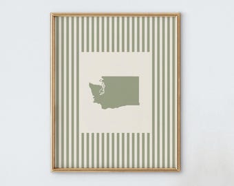Washington Nursery Art - Striped Vintage Style Washington Print - Boys Room / Girls Room Decor