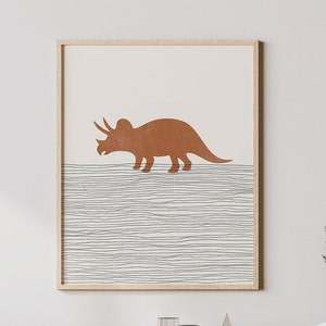 Triceratops Print - Boho Triceratops Wall Art / Decor,  Nursery Art, Boys Room Decor, Dinosaur Illustration / Picture