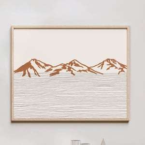 Boho Three Sisters Mountains Art Print - Cascade Volcanic Arc, Oregon - Three Sisters Mountains Outline / Silhouette - Wall Art