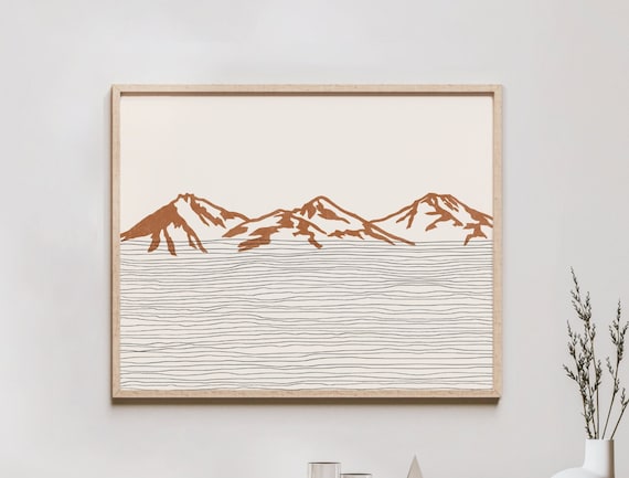 Boho Three Sisters Mountains Art Print - Cascade Volcanic Arc