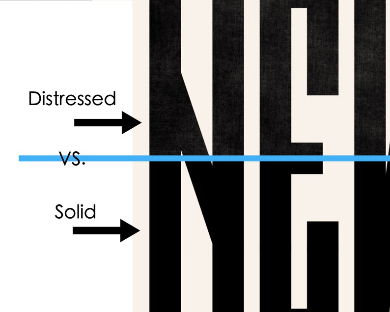 May include: A comparison of two styles of the word "NEW" in black text. The top word has a distressed, textured look, while the bottom word is solid black.