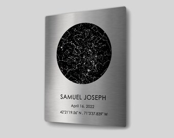 Fathers Day Gift Idea - Custom Star Map, Custom Gift for Dad, Personalized Father's Day Gift - Metal Father’s Day, Grandpa or Grandfather