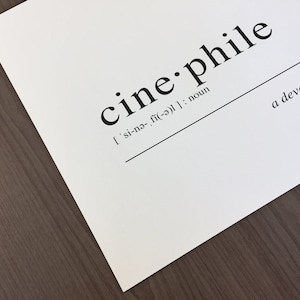 Movie Lover Cinephile Definition Art Print, Classic Film and Movie Fan Gift Idea, Movie Art Print image 2