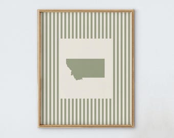 Montana Nursery Art - Striped Vintage Style Montana Print - Boys Room / Girls Room Decor