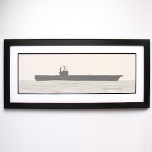 Nimitz Class Aircraft Carrier Print - CVN 68 Nimitz Class Carrier Art / Poster - Minimalist Aircraft Carrier Wall Art, Naval Artwork