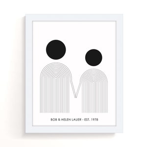 Minimalist Paper Anniversary Gift for Him - Custom Couple Portrait, Husband Paper Gift Idea for First Anniversary - Boho Style