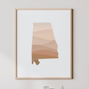 Alabama Boho Wall Art - Alabama Mid Century Modern Wall Art, Minimal Wall Art - Boho Decor / Art Print e Wall Decor, Nuetral Shades