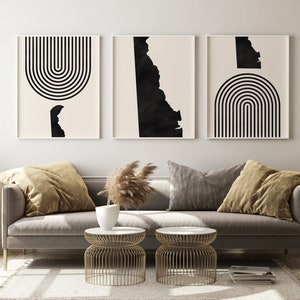 Delaware Mid Century Modern Wall Art - Minimalist Delaware Wall Art and Decor, MidCentury Prints, Delaware Art / Map - Set of 3