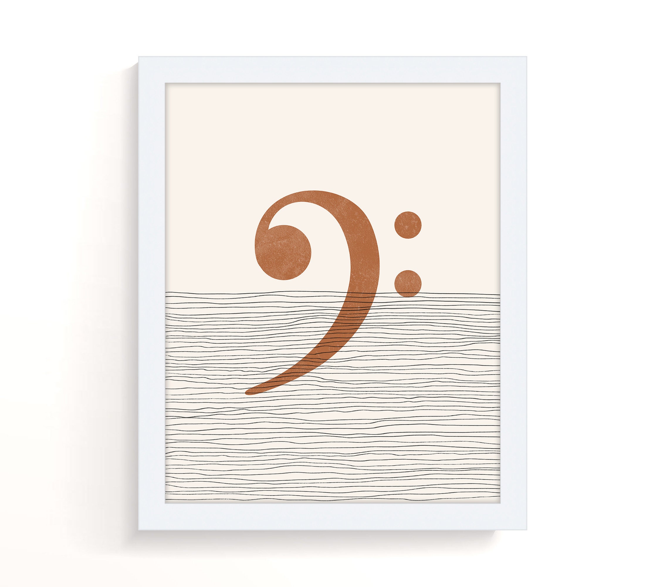Boho Bass Clef Print - Bass Clef Wall Art / Decor, Minimalist Poster ...
