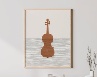 Boho Violin Print - Violin Wall Art / Decor, Minimalist Poster, Violin Illustration, Gift Idea, Music Print