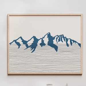 Tetons / Teton Gebirgskette Kunstdruck - Rocky Mountains, Wyoming - Tetons / Teton Bergekette / Silhouette - Wandkunst, Reise Poster