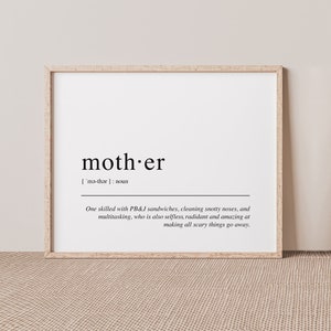 Definición de madre divertida - Impresión de diccionario, Regalo del Día de las Madres, Regalo para mamá, Regalo de mamá - Impresión de diccionario divertido - Regalo de madre