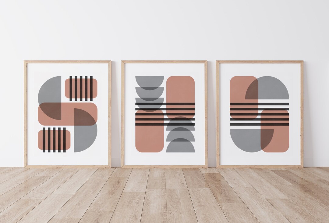 Minimalist Abstract Wall Art - Mid Century Modern Wall Decor, Set of 3 ...