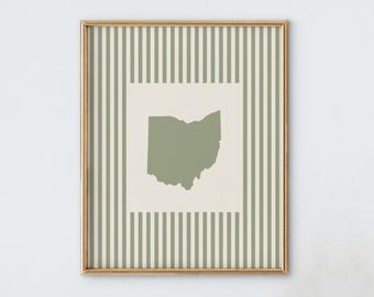 Ohio Nursery Art - Striped Vintage Style OhioPrint - Boys Room / Girls Room Decor