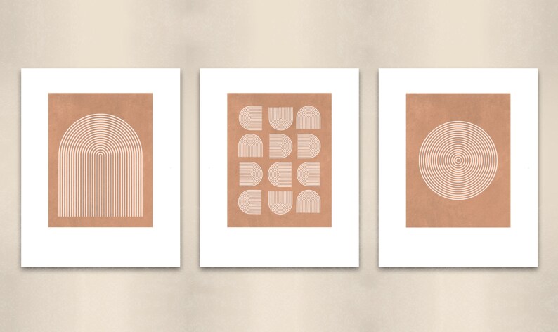 Mid Century Modern Wall Art Set of 3 Wall Art Abstract Art - Etsy