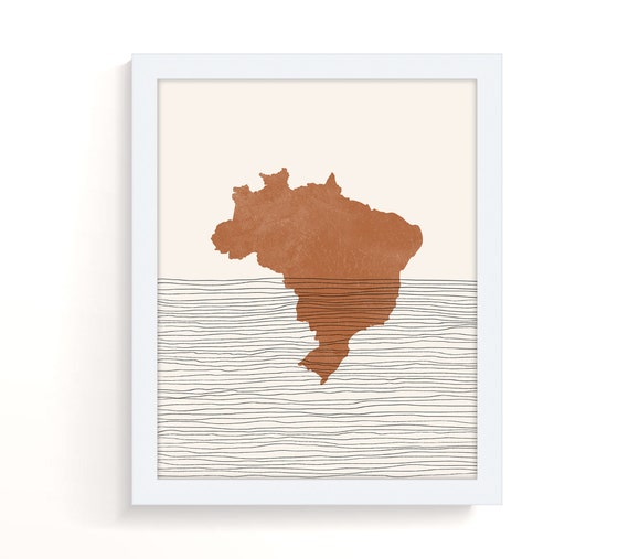 Brazil Print Boho Brazil Wall Art and Decor, Country Travel Poster, Brazil  Map Silhouette and Gift Idea 