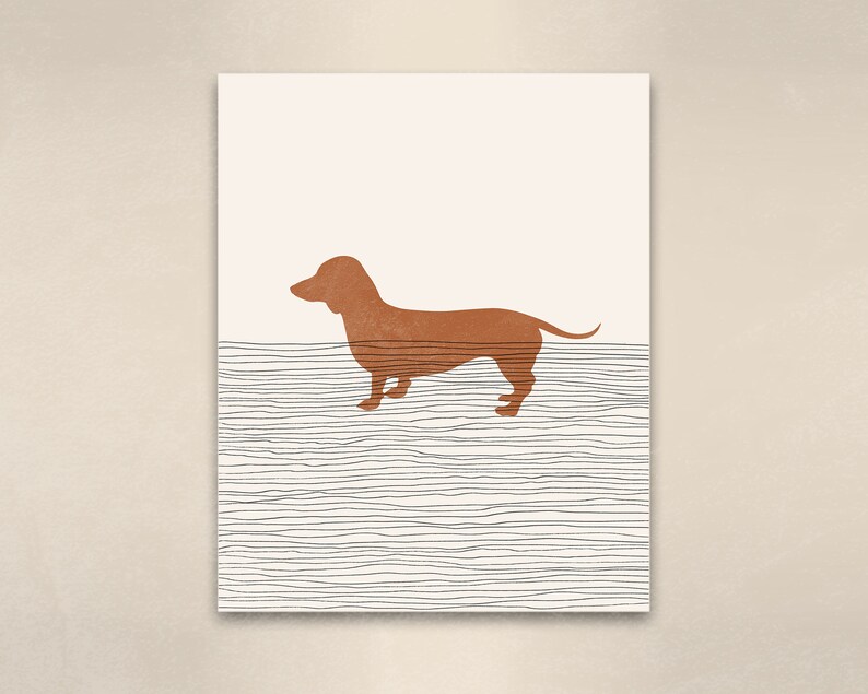 Boho Daschund Print - Daschund Wall Art / Decor, Minimalist Poster, Daschund Illustration, Dog Lover Gift Idea, Wiener Dog image 3