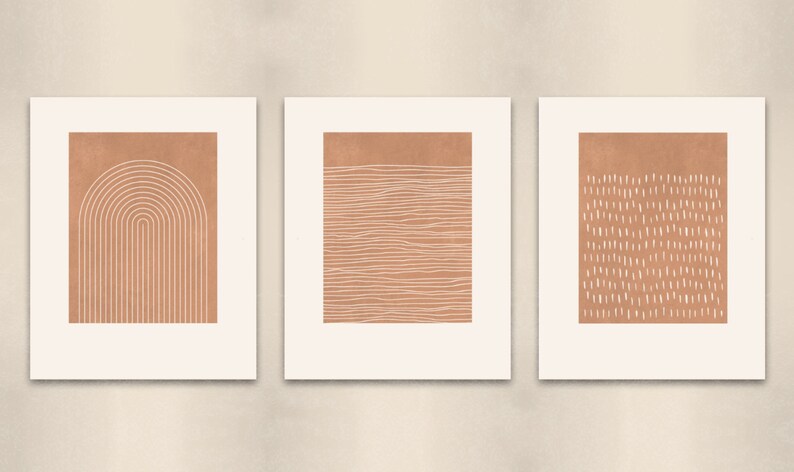 Boho Wall Decor Mid Century Modern Wall Art Set of 3 - Etsy