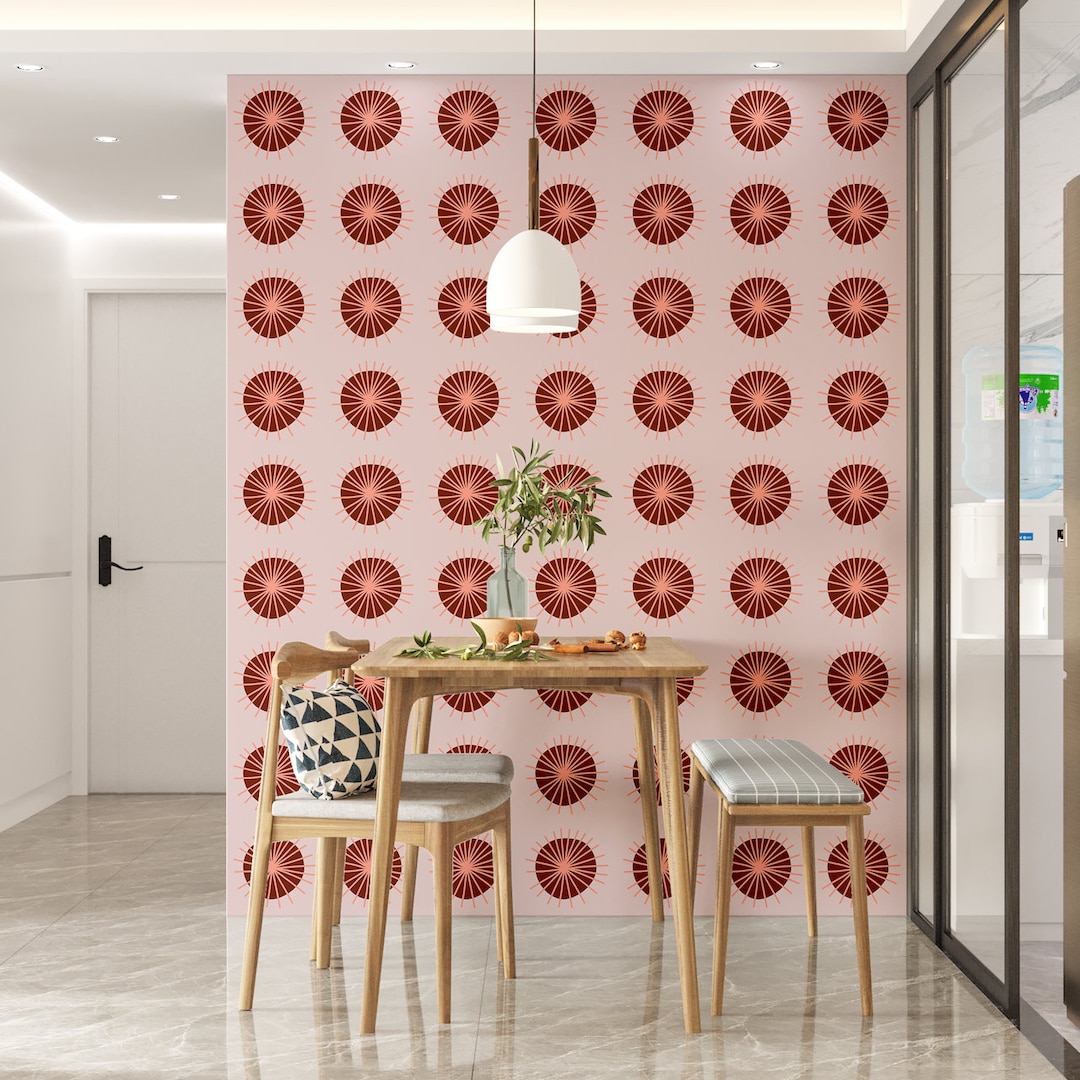 Mid Century Wallpaper Trendy Wallpaper Scandinavian Etsy