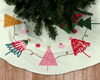 Xmas Tree Skirt, danish pastel decor, Scandinavian Christmas decorations, modern tree skirt, mid mod tree skirt, maximalist decor