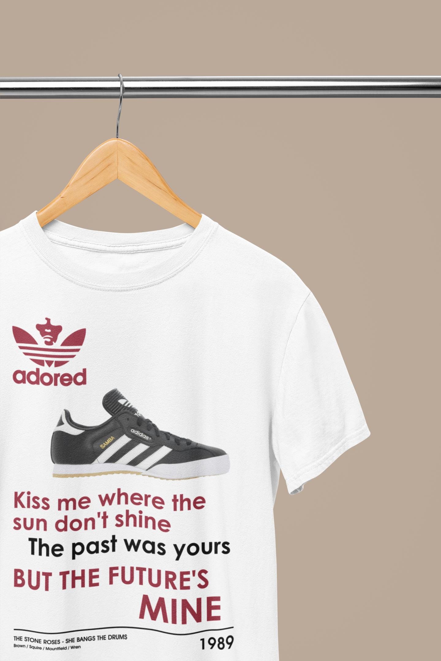 The STONE ROSES She Bangs the Drums Lyric & Samba Trainer T-shirt With  Adored Logo - Mens Women Unisex Retro Vintage Manchester Music Band W - Etsy