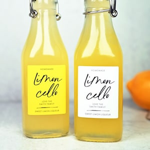 Personalized Limoncello Labels: Modern Script Stickers, Pack of 18