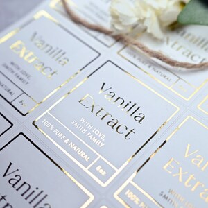 Gold Foil Vanilla Extract Labels