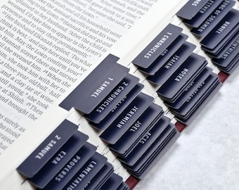 Navy Blue Bible Tabs: Laminated, Minimalist - Standard & Catholic