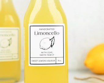 Classic Limoncello Labels : Pack of 24 Personalized Stickers. Perfect for Lemon Liqueur  • Water & Oil Proof - Ships Next Day!
