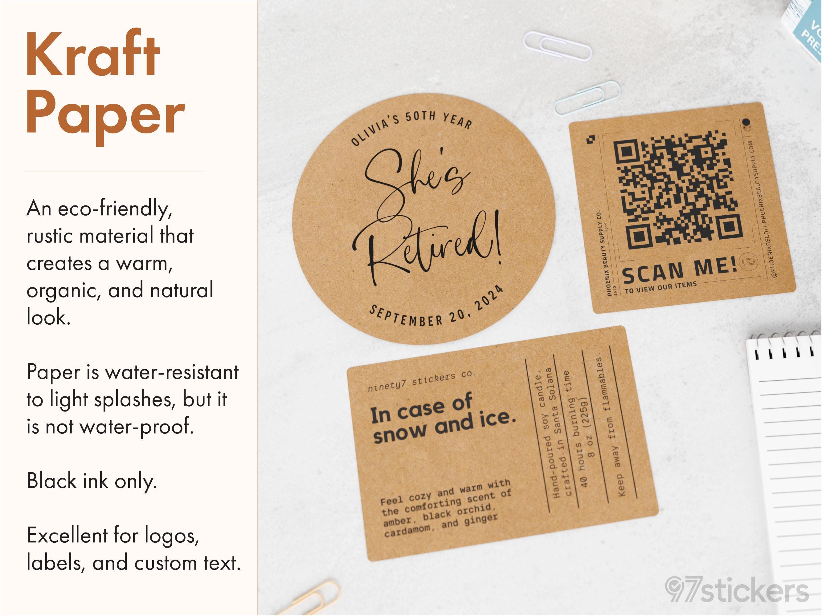 Custom Personalized Sticker Labels - Text, Logo, Canva Design or Images - Durable Favors