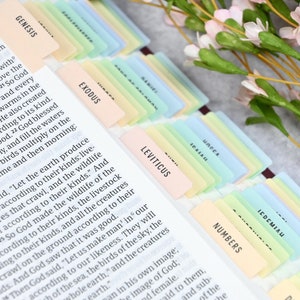Rainbow Pastel Bible Tabs - Standard & Catholic | Matte Laminated | Double Sided | Self Adhesive | Study | Religious Gift | Journal - v.7
