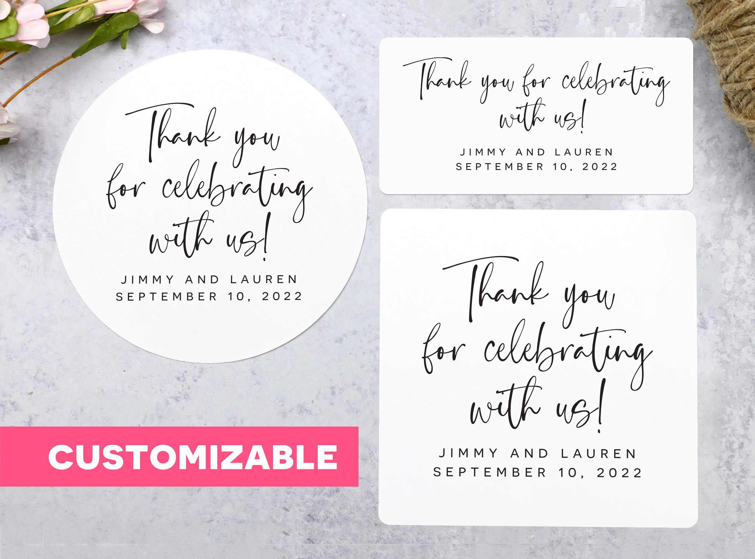 100 Stück Thank You Anhänger - Weiße Geschenkanhänger Mit Goldener Schrift