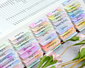Tie-Dye Bible Tabs - Standard & Catholic, Matte Laminated, Double Sided Self Adhesive - Christian Gift, Bible Study