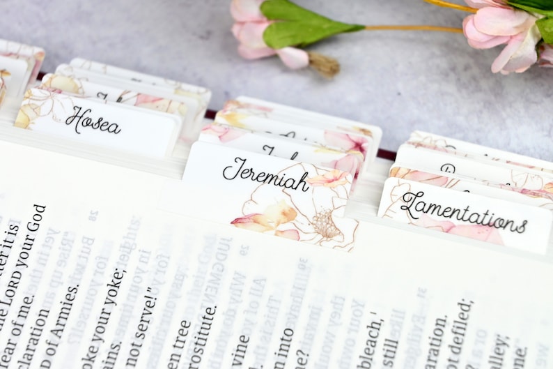 Floral Bible Tabs - Standard & Catholic, Matte Laminated, Double Sided Self Adhesive - Christian Gift, Bible Study image 2