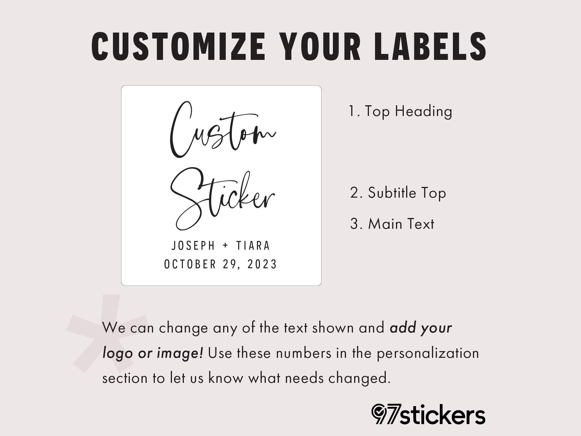 Custom Personalized Sticker Labels - Text, Logo, Canva Design or Images - Durable Favors