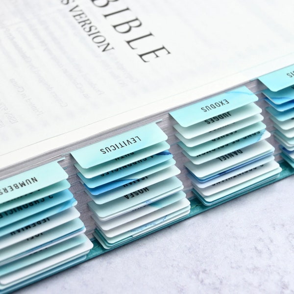 Bible Tabs (Blue)  -  Standard & Catholic | Matte Laminated | Double Sided | Self Adhesive | Bible Devotional Study | Gift | Womens v.7