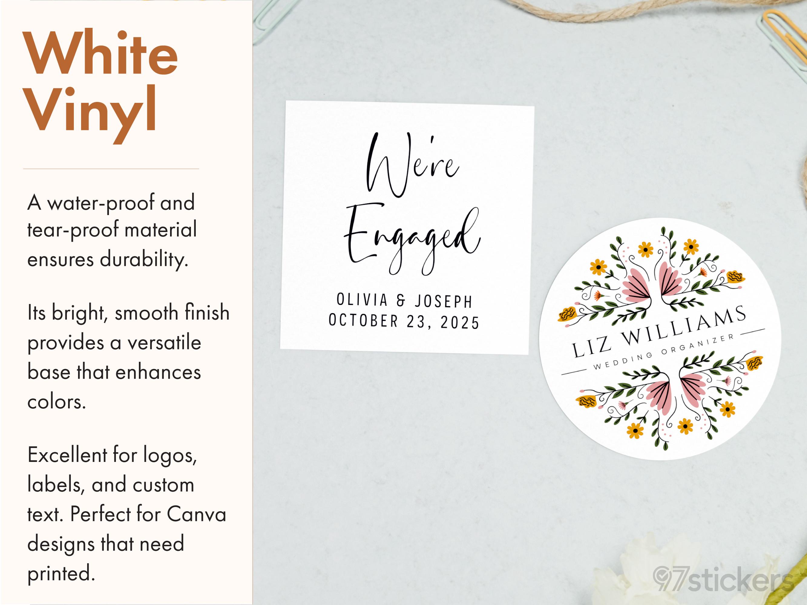 Custom Personalized Sticker Labels - Text, Logo, Canva Design or Images - Durable Favors
