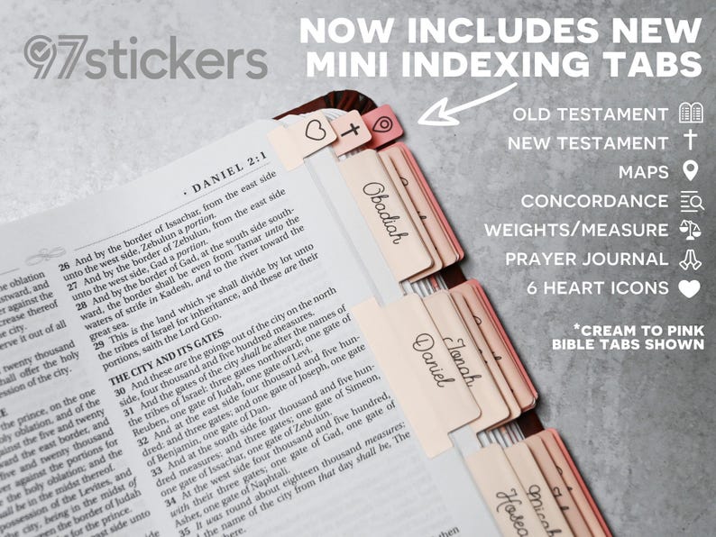 Floral Bible Tabs - Standard & Catholic, Matte Laminated, Double Sided Self Adhesive - Christian Gift, Bible Study image 11