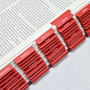 Red Bible Tabs - Standard & Catholic, Matte Laminated, Double Sided Self Adhesive - Christian Gift, Bible Study