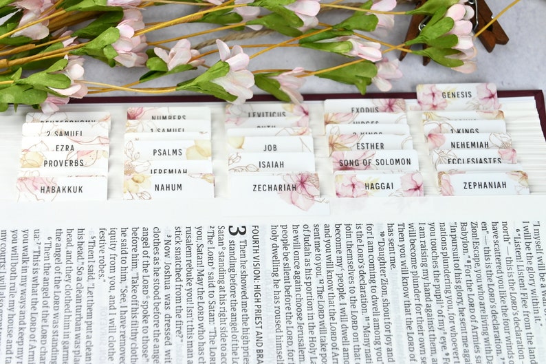 Floral Bible Tabs - Standard & Catholic, Matte Laminated, Double Sided Self Adhesive - Christian Gift, Bible Study image 9