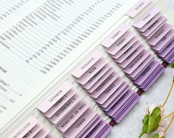 Lavender Purple Bible Tabs - Standard & Catholic, Matte Laminated, Double Sided Self Adhesive - Christian Gift, Bible Study