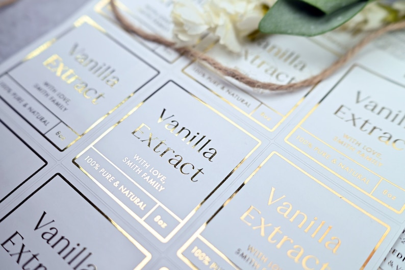 Gold Foil Vanilla Extract Labels