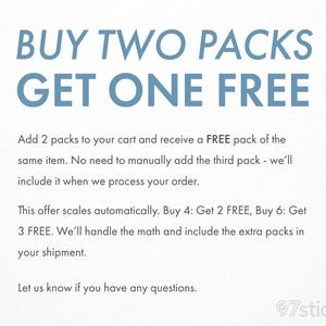 Puede incluir: Texto azul sobre fondo blanco: "COMPRA DOS PAQUETES, OBT&Eacute;N UNO GRATIS". El texto explica la oferta: Compra 2, obt&eacute;n 1 gratis; Compra 4, obt&eacute;n 2 gratis; Compra 6, obt&eacute;n 3 gratis. La oferta es para el mismo art&iacute;culo.