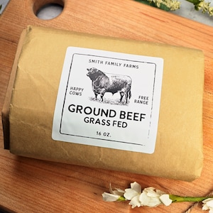 Custom Ground Beef Label: Vintage Farm Stickers, Personalized