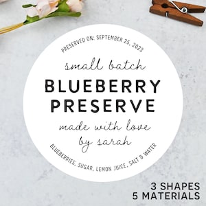 Jam Jelly Labels - Personalized Canning Favor Stickers - Custom Homemade Confiture, Vintage Style Preserve - Water and Oil Resistant - Vinyl