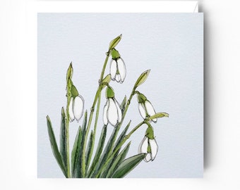 Snowdrops Greeting Card - Snowdrops illustration Card - Spring Greeting Card - Spring Birthday Card