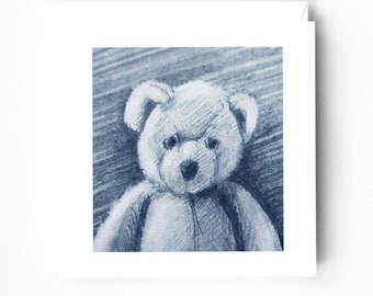 Teddy Bear Greeting Card - Bear Greeting Card - Bear Original Illustration