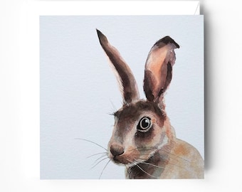Hare original watercolour - Wildlife Greeting Card - Hare greeting card